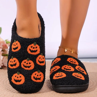 Halloween Pumpkin Slippers – Cozy Warm Indoor House Shoes