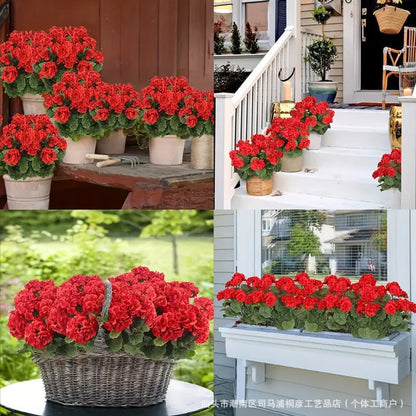 🌸 Lush, UV-Resistant Artificial Geraniums – Real Look, No Maintenance! 🌞🏡