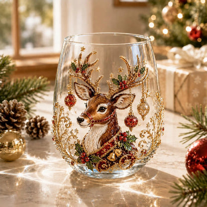 🎅Christmas Early Bird Sale🎄 Christmas Glass Art Cup | Luxury Raised Holiday Glassware for Drinks, Decor & Christmas Gifts 🎁