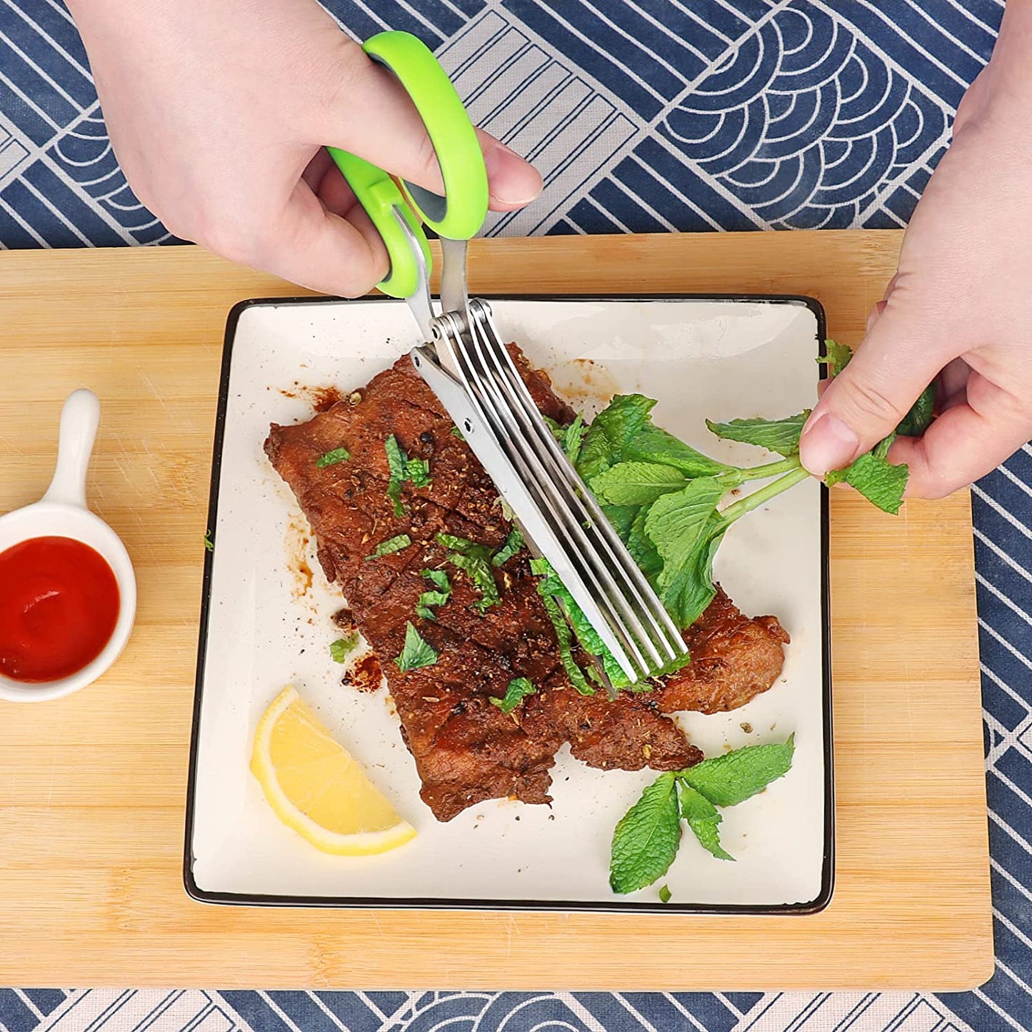 🔥 Today Only🎁5 Blade Kitchen Salad Scissors+ FREE Cleaning Comb