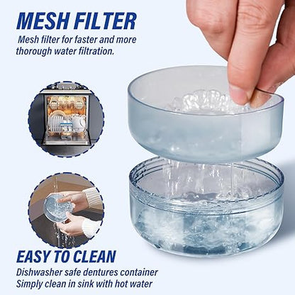🧼Denture Case Retainer Cleaning Case: ✅ 2 in 1 Retainer Case,No-Leak, Complete Clean Care