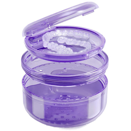 🧼Denture Case Retainer Cleaning Case: ✅ 2 in 1 Retainer Case,No-Leak, Complete Clean Care