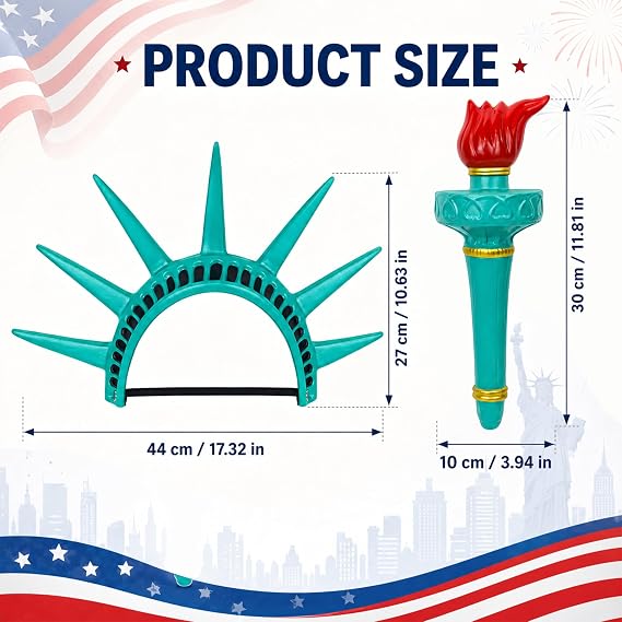 🎃Halloween Hit:🗽 Statue of Liberty Torch Headpiece – Costume Prop for Masquerades & Cosplay