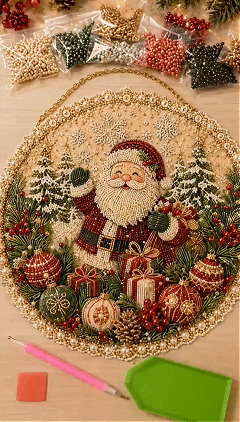 🌸🌻🍂🎄✨ Four Seasons & Holiday Pearl Art Hanging Wreath Kit | Luxury Flocked Canvas with Scratch-Resistant Non-Fading Pearl Beads DIY Handmade Seasonal Decor 💎