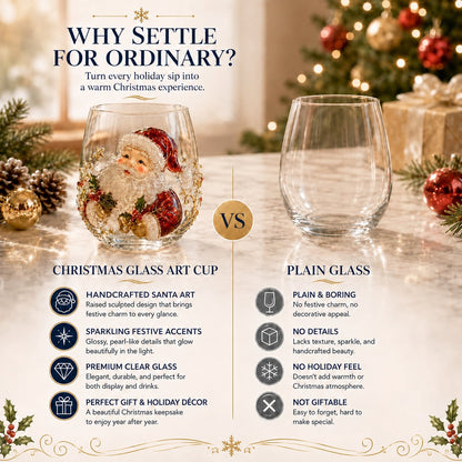 🎅Christmas Early Bird Sale🎄 Christmas Glass Art Cup | Luxury Raised Holiday Glassware for Drinks, Decor & Christmas Gifts 🎁