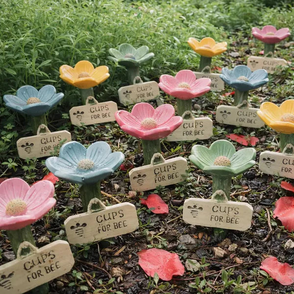 🌸Flower-Shaped Ceramic Bee Watering Station