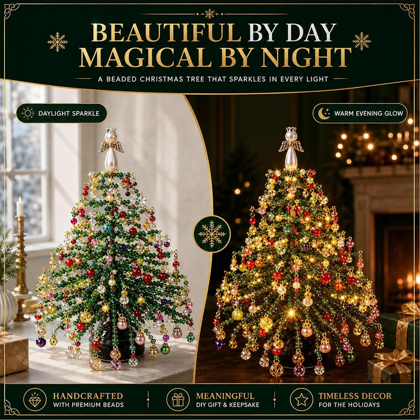 🎄✨ DIY Beaded Christmas Tree Kit – 🎅Create Your Own Sparkling Holiday Decoration