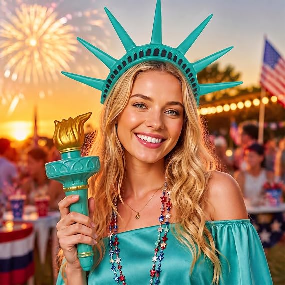 🎃Halloween Hit:🗽 Statue of Liberty Torch Headpiece – Costume Prop for Masquerades & Cosplay