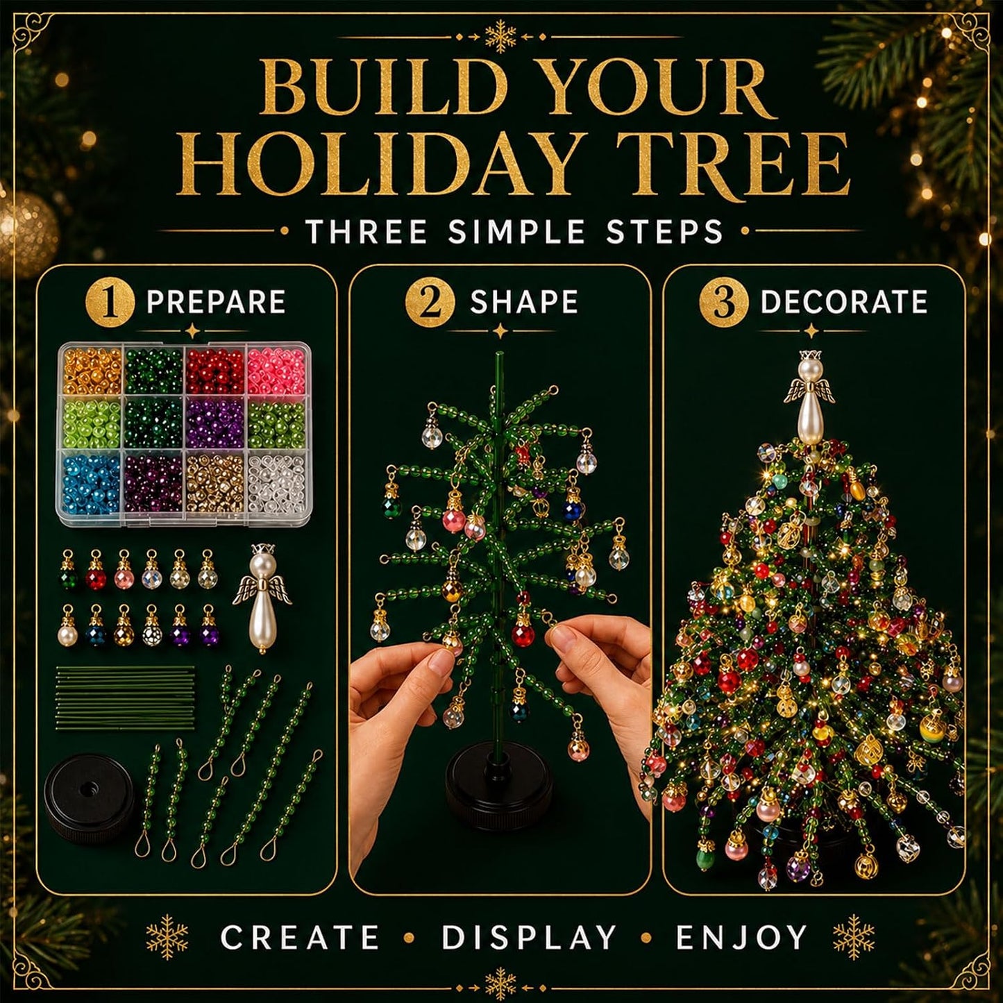🎄✨ DIY Beaded Christmas Tree Kit – 🎅Create Your Own Sparkling Holiday Decoration