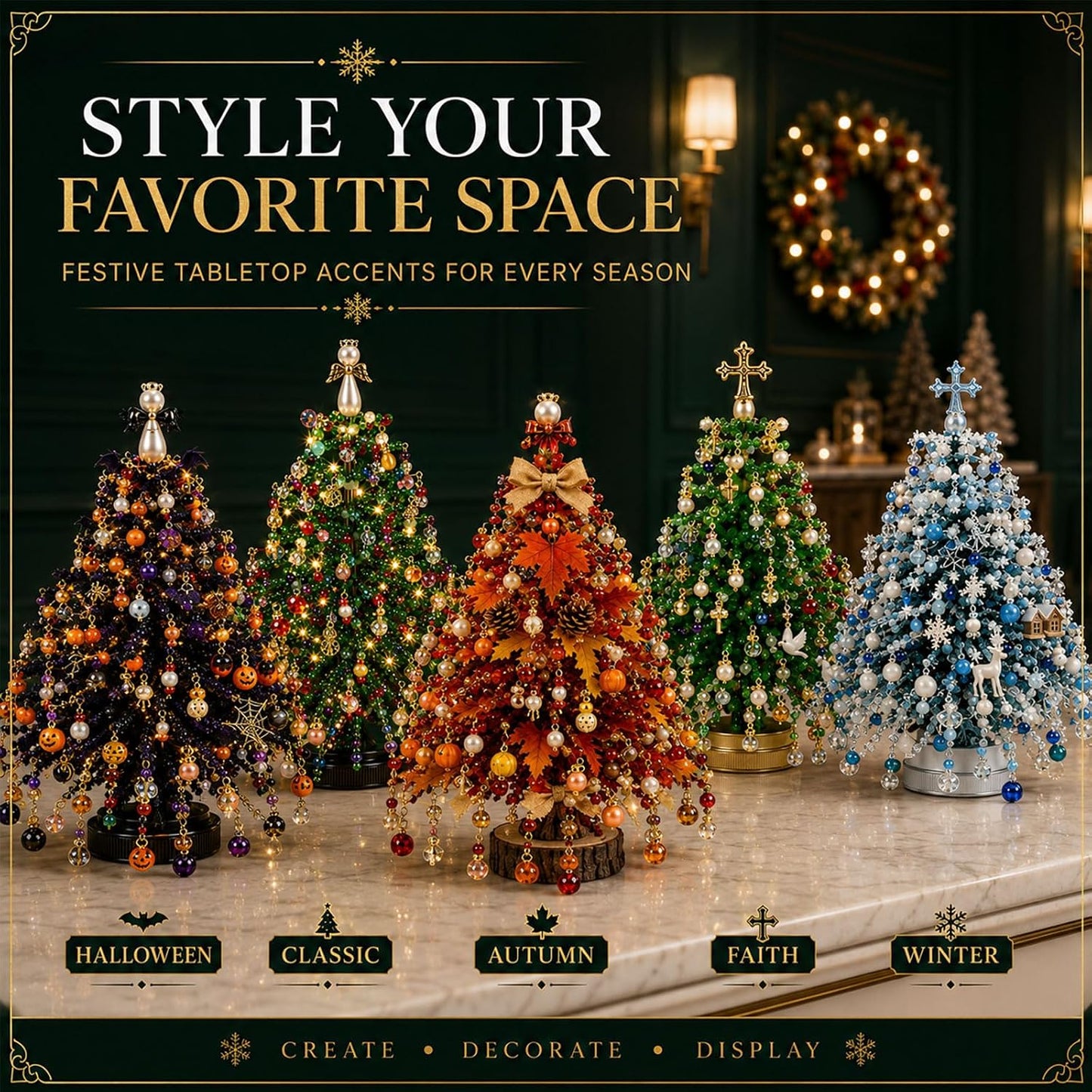 🎄✨ DIY Beaded Christmas Tree Kit – 🎅Create Your Own Sparkling Holiday Decoration