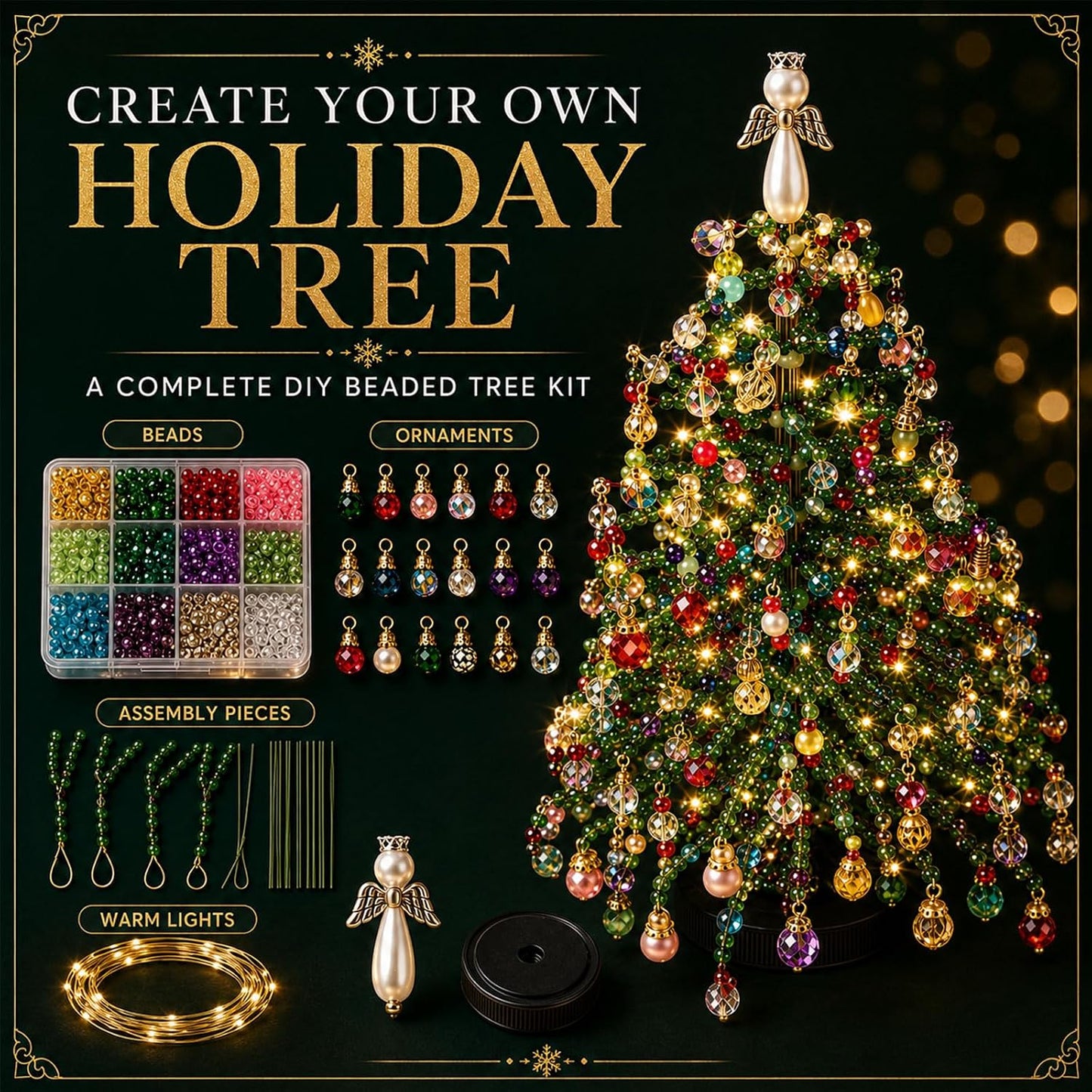 🎄✨ DIY Beaded Christmas Tree Kit – 🎅Create Your Own Sparkling Holiday Decoration