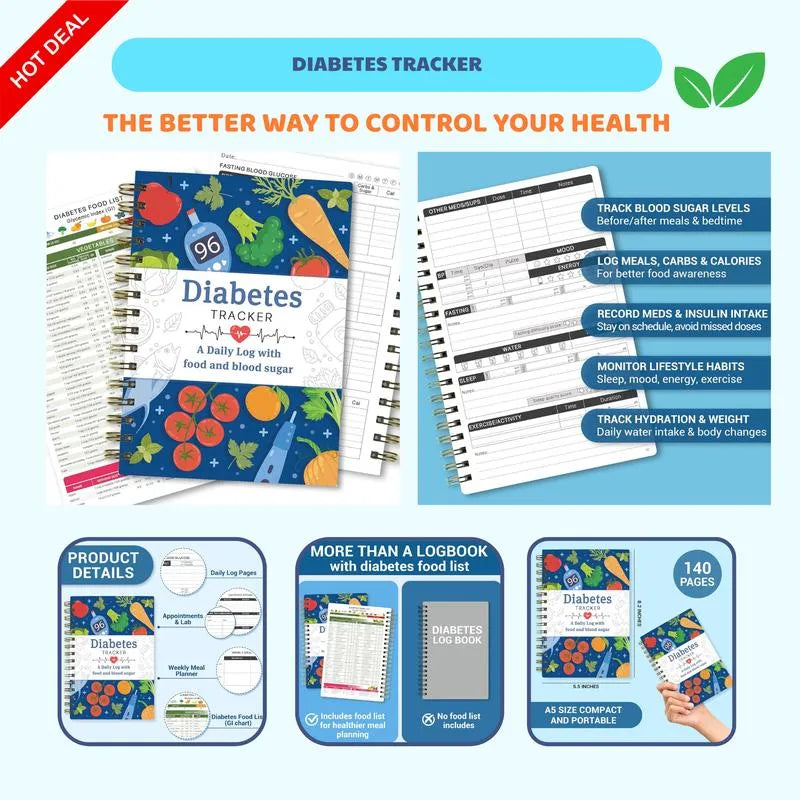 🔥📘✨Special for Diabetes🔥Diabetes Tracker Book with Food List