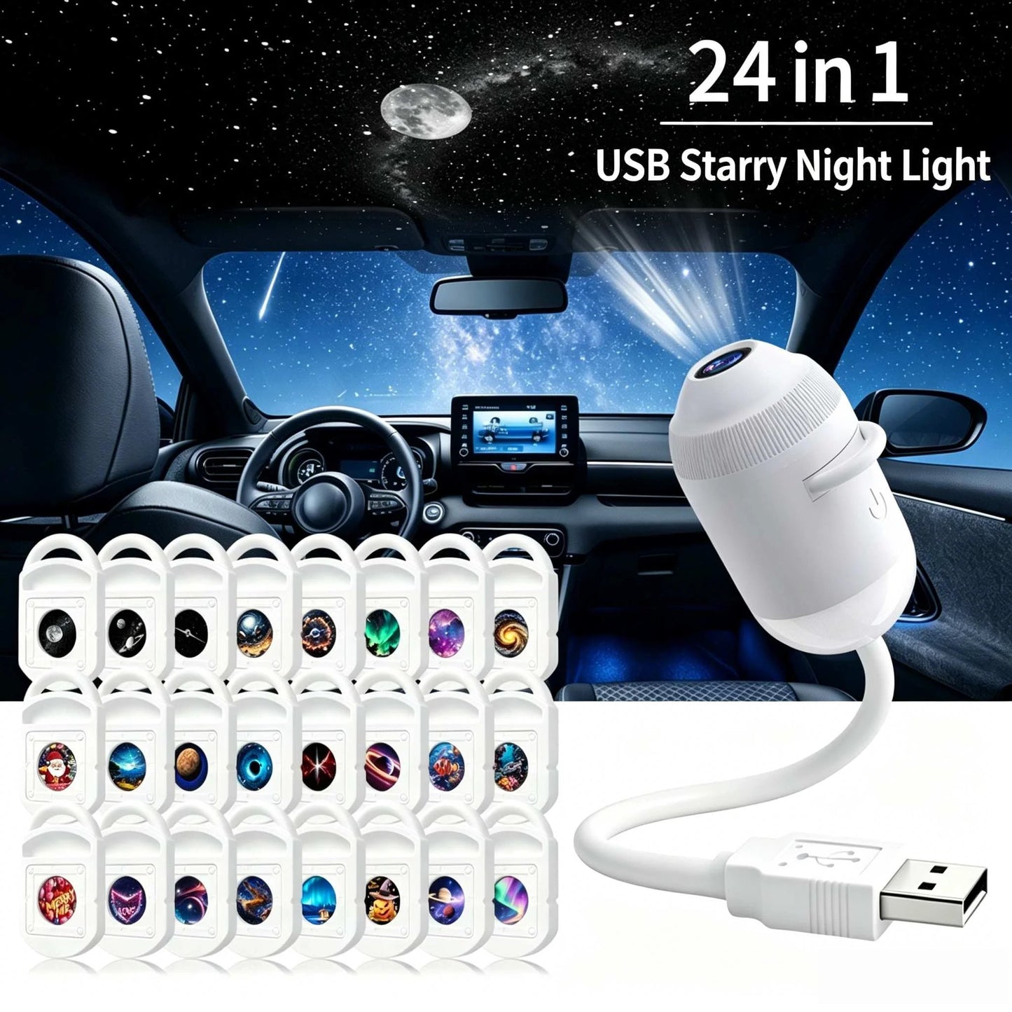 🌌 Mini Galaxy Star Projector – Dynamic Ambient Lighting for Bedrooms, Cars & Relaxing Spaces