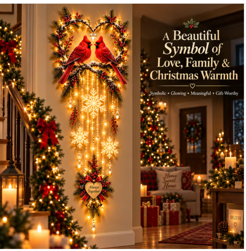 🐦 Always Together Cardinals – Lighted Christmas Wall Decor
