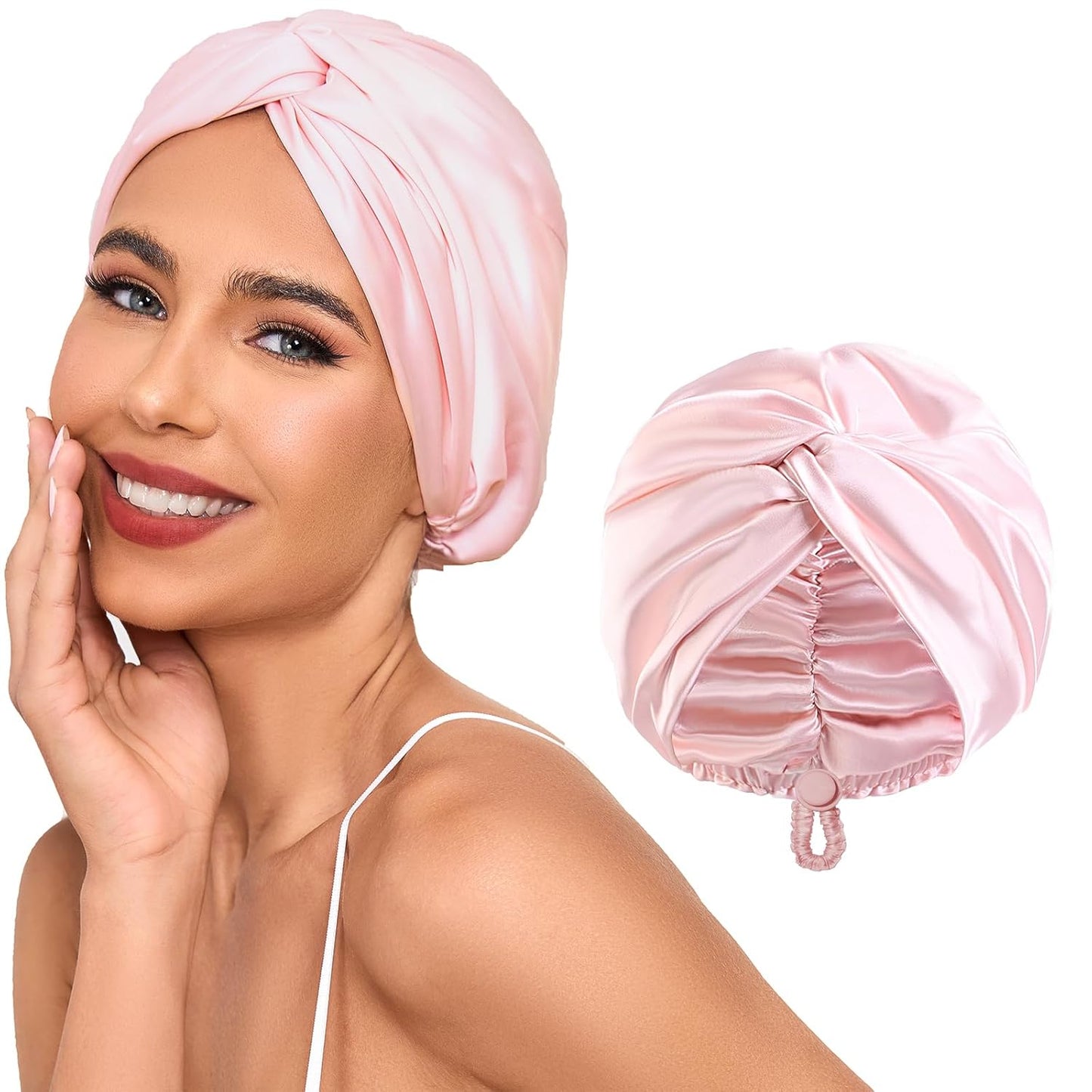 🌙 Good Hair Days Start Here: Adjustable Silk Satin Bonnet – Anti-Frizz, Zero Breakage, Perfect for Curly & Natural Hair 💖