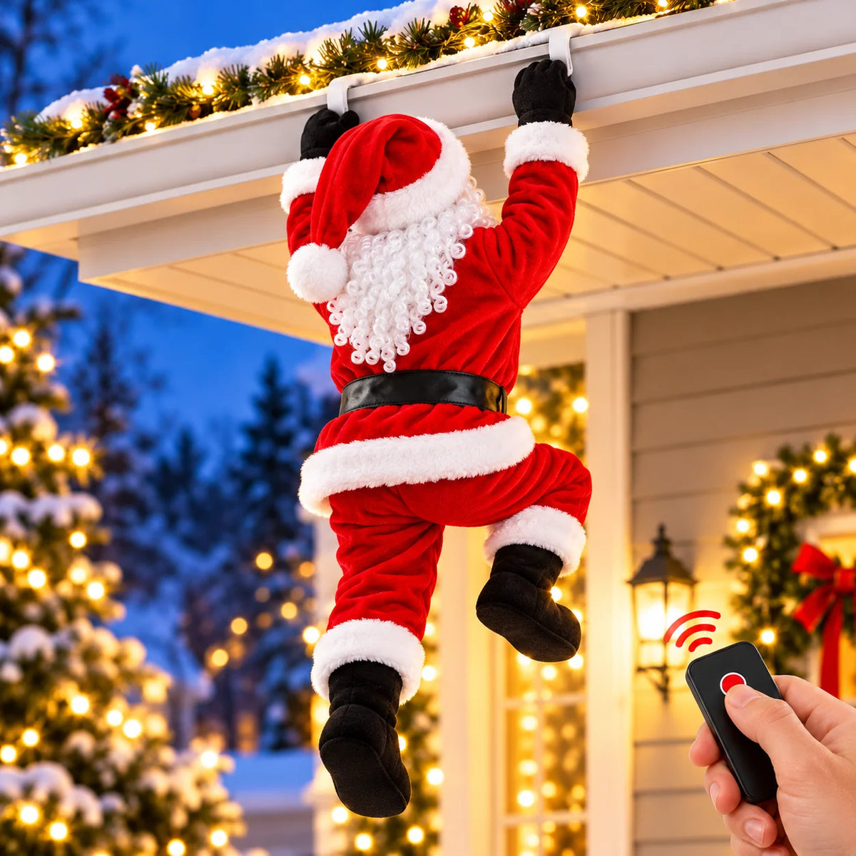 🎅🎄 Remote-Controlled Climbing Santa™ – Animated Christmas Roof & Gutter Hanging Decoration | Watch Santa Try to Climb Your Roof! 🎁