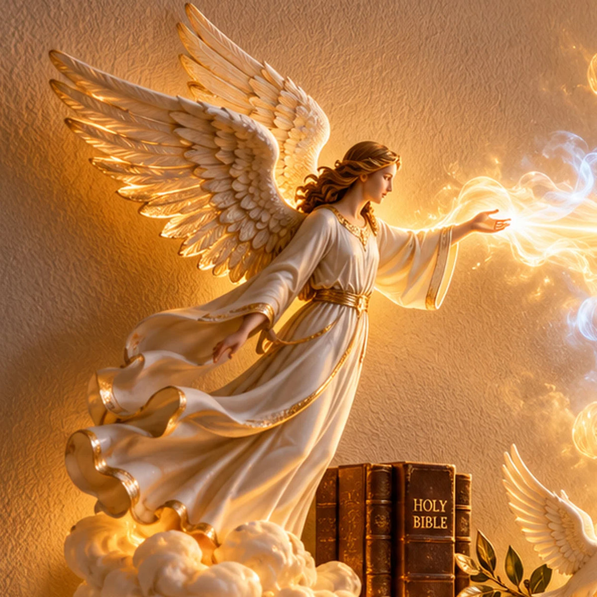 ✝️✨ Divine Light of Faith™ – 3D Lighted Angels & Angel Wall Art with Glowing Cross