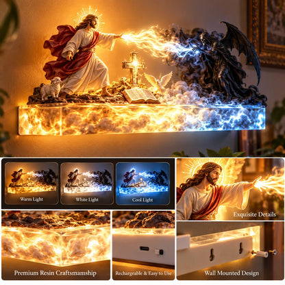 ✝️✨ Divine Light of Faith™ – 3D Lighted Angels & Angel Wall Art with Glowing Cross