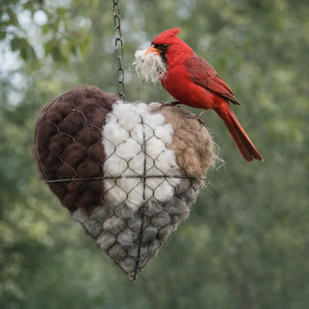 🕊️ Handmade Alpaca Fiber Bird Nesting Heart for Birds