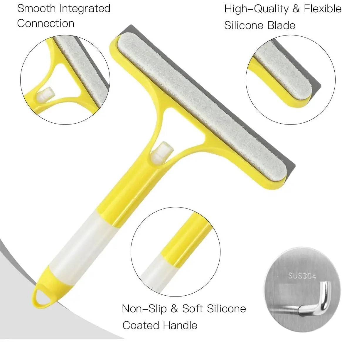 3-in-1 Glass Cleaner — Scraper + Squeegee + Scrubber | Window, Mirror & Car Windshield Tool