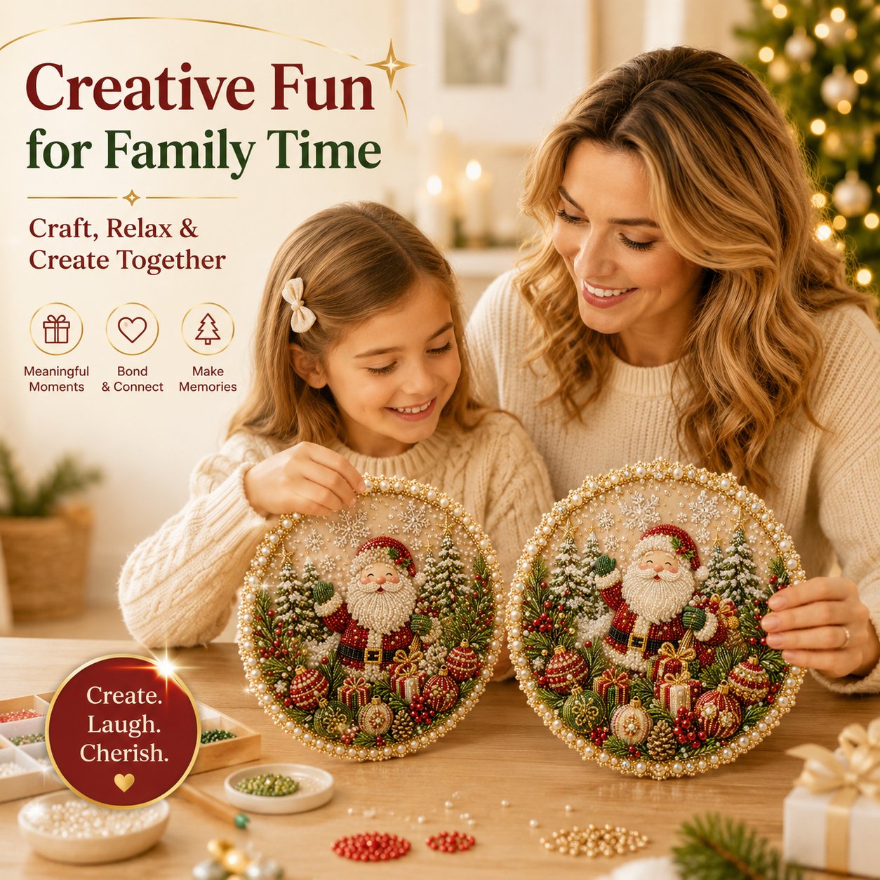 🌸🌻🍂🎄✨ Four Seasons & Holiday Pearl Art Hanging Wreath Kit | Luxury Flocked Canvas with Scratch-Resistant Non-Fading Pearl Beads DIY Handmade Seasonal Decor 💎