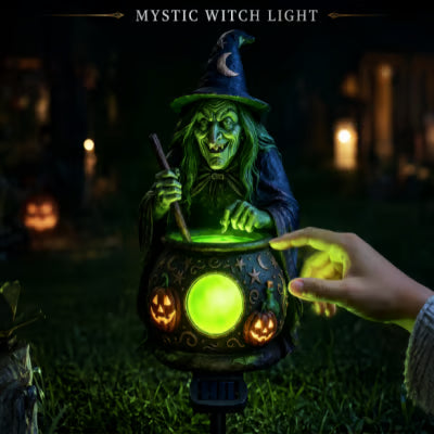 🧙 Halloween Solar Witch Cauldron Garden Stake Light – Spooky Outdoor Yard Decor