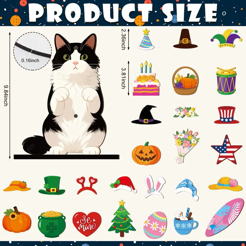 🎁 Cute Animal Wooden Desk Sign🐾 Interchangeable Seasonal Decor for Pet Lovers