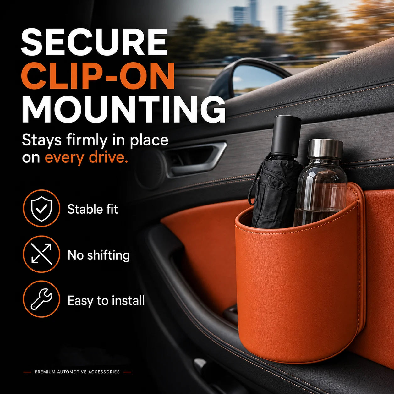 🥳2026 HOT SALE🥳💞50K+ SOLD!🚗🧺 50% OFF! Leather Car Door Cup Holder – Wide‑mouth opening, easy reach for drinks & phone. Clip‑on secure fit. PU leather, tough & stylish. 🛡️✨