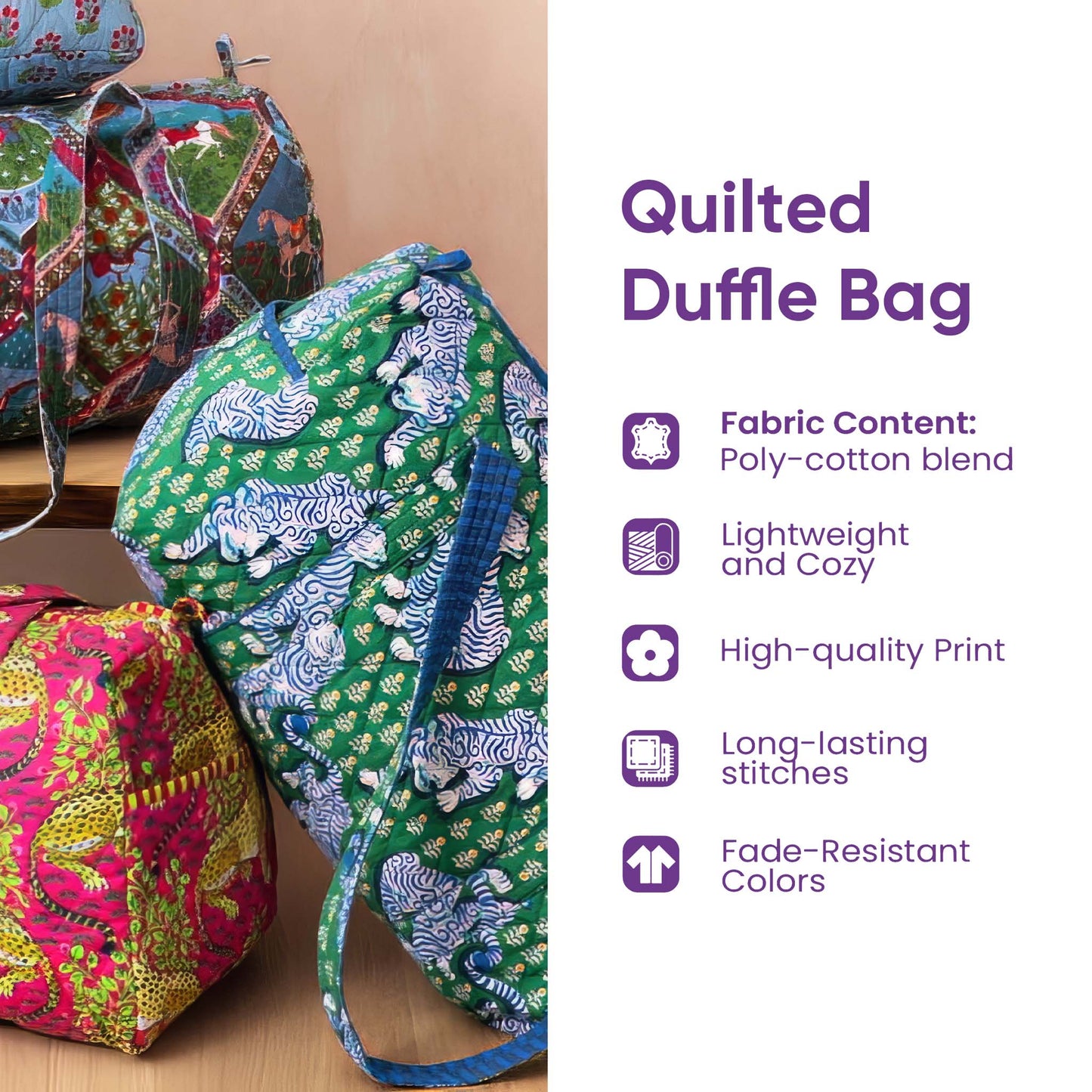 🔥🔥🔥Hippie Journey Quilted Duffle Bag