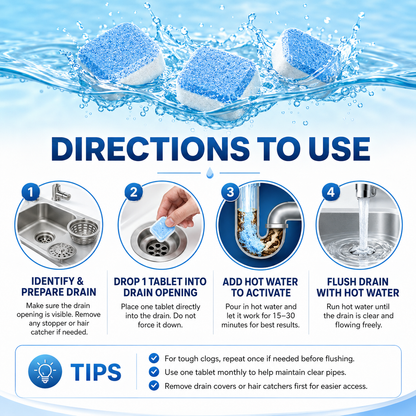 💥🫧 12PK Drain Cleaning Tablets | Sinks, Showers & Washers