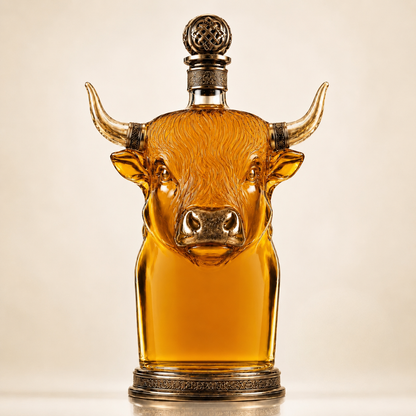 🔥Last Day 60% OFF🐮🥃Highland Cow Private Cask 21 Years Cow Head Shaped Scotch Whisky Bottle