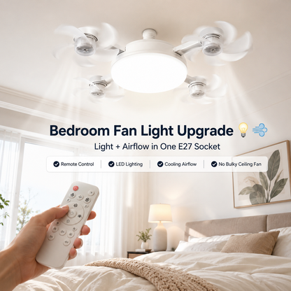 💡Socket Ceiling Fan Light – 2-in-1 LED Fan Bulb with Remote Control for Bedroom, Kitchen & Home Cooling
