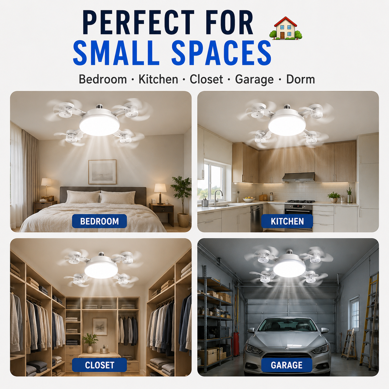 💡Socket Ceiling Fan Light – 2-in-1 LED Fan Bulb with Remote Control for Bedroom, Kitchen & Home Cooling