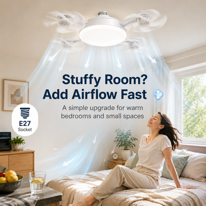 💡Socket Ceiling Fan Light – 2-in-1 LED Fan Bulb with Remote Control for Bedroom, Kitchen & Home Cooling