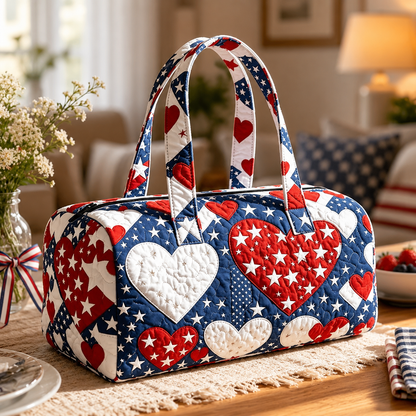 The Perfect Gift for Patriots 🎁🇺🇸 Handcrafted Quilted Tote with 3D Floral Flag 🌸