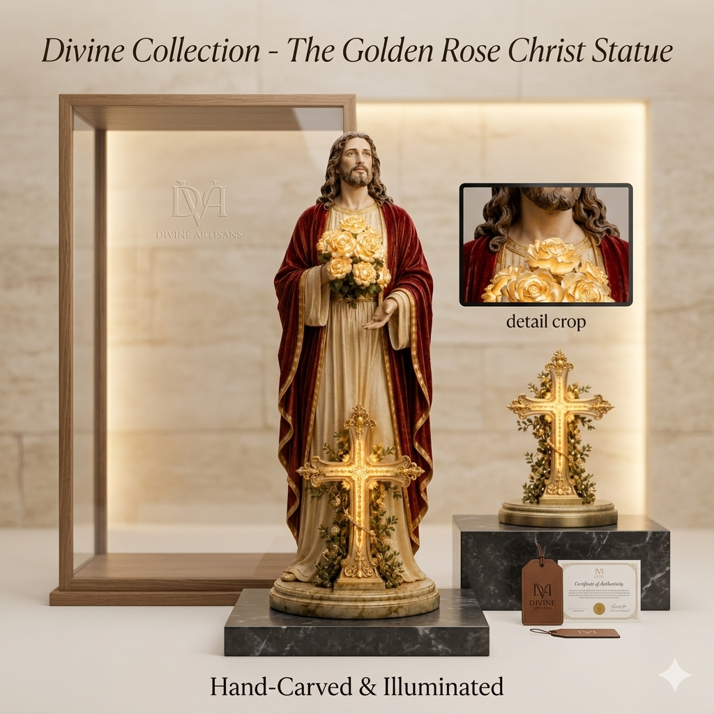 ⚡ Last Few Left! Blessed Light of Jesus Garden Sculpture — Solar LED Glowing Rose Statue | Buy 2 Save 50% OFF