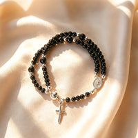 Black agate magnetic prayer beads