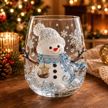 🎅Christmas Early Bird Sale🎄 Christmas Glass Art Cup | Luxury Raised Holiday Glassware for Drinks, Decor & Christmas Gifts 🎁