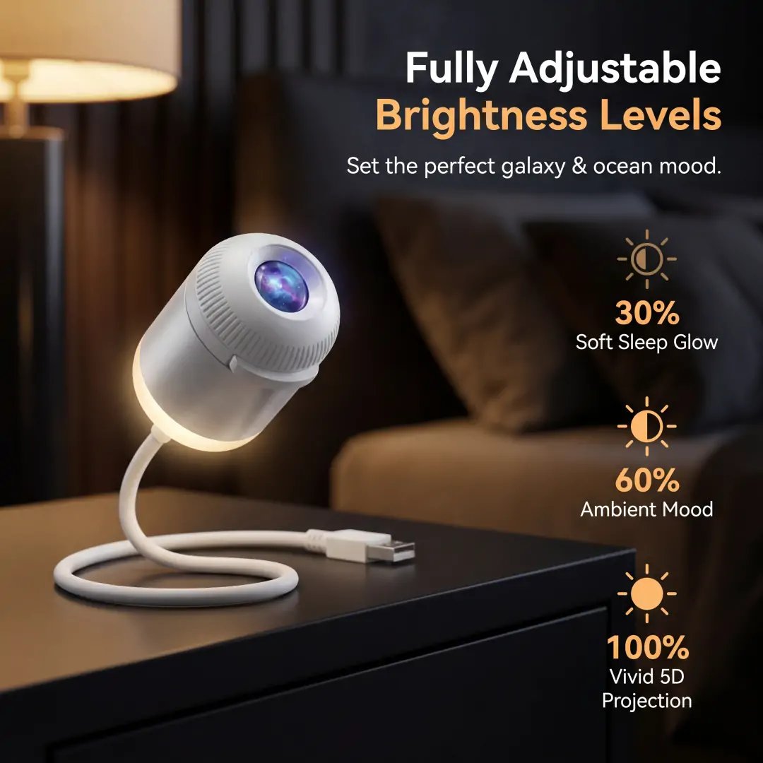 🌌 Mini Galaxy Star Projector – Dynamic Ambient Lighting for Bedrooms, Cars & Relaxing Spaces