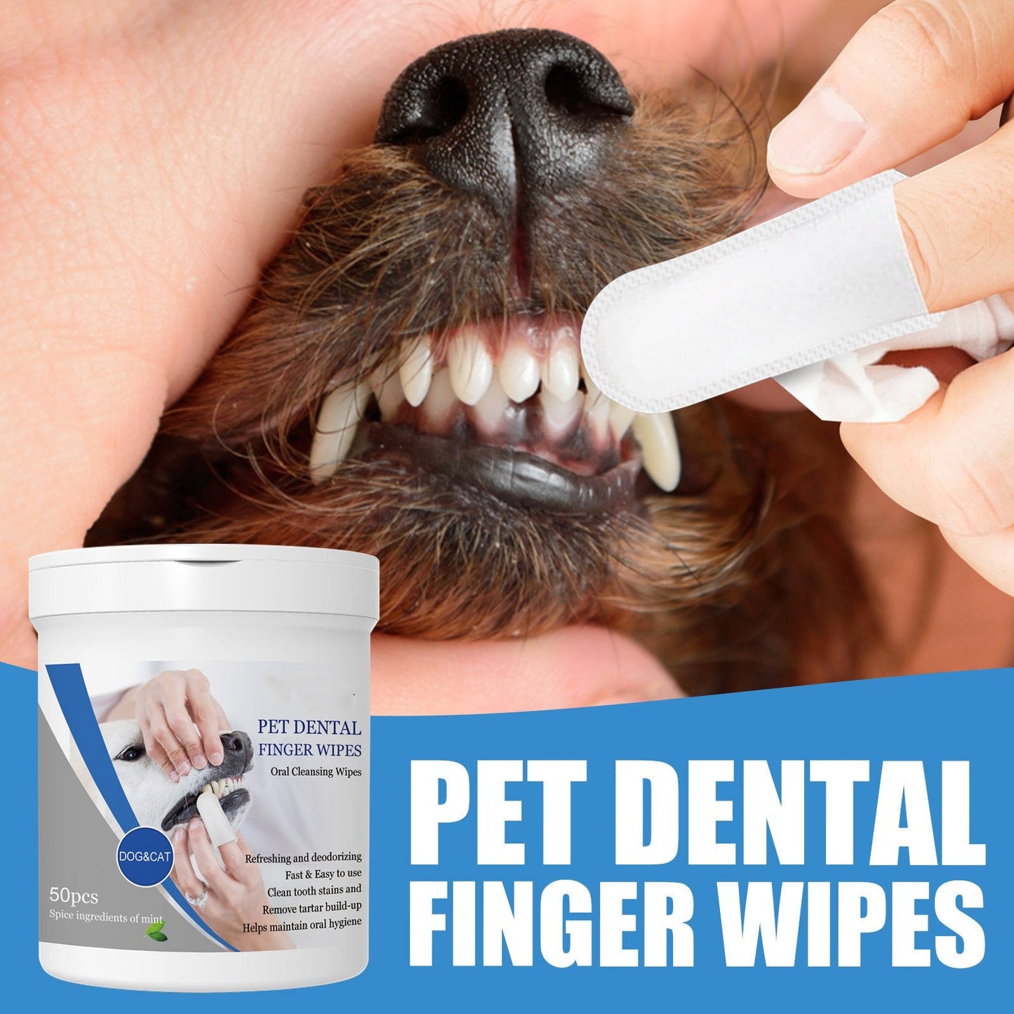 🔥40% discount-Pet Teeth Macular Bacteria Cleaning Finger Wipes