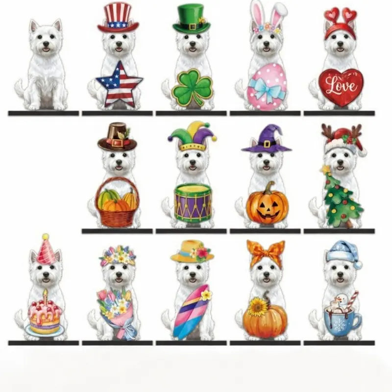 🎁 Cute Animal Wooden Desk Sign🐾 Interchangeable Seasonal Decor for Pet Lovers
