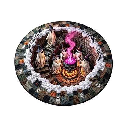 🔥 3D Haunted Staircase Round Rug – Spooky Halloween Optical Illusion 👻
