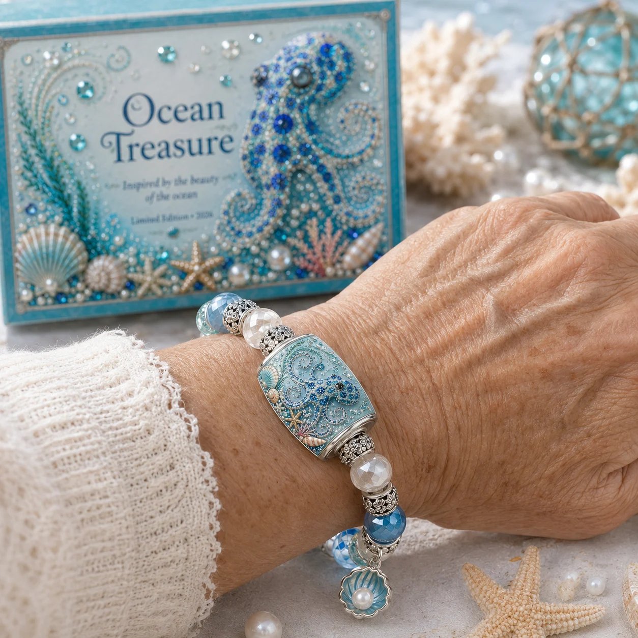 🌊 Last Day 49% OFF – Ocean Theme Charm Bracelet Collection | Blue Beaded Marine Life Jewelry Inspired by the Sea 💙🐚