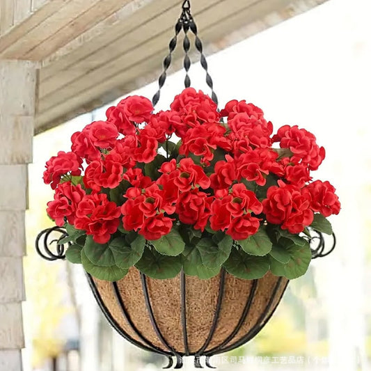 🌸 Lush, UV-Resistant Artificial Geraniums – Real Look, No Maintenance! 🌞🏡