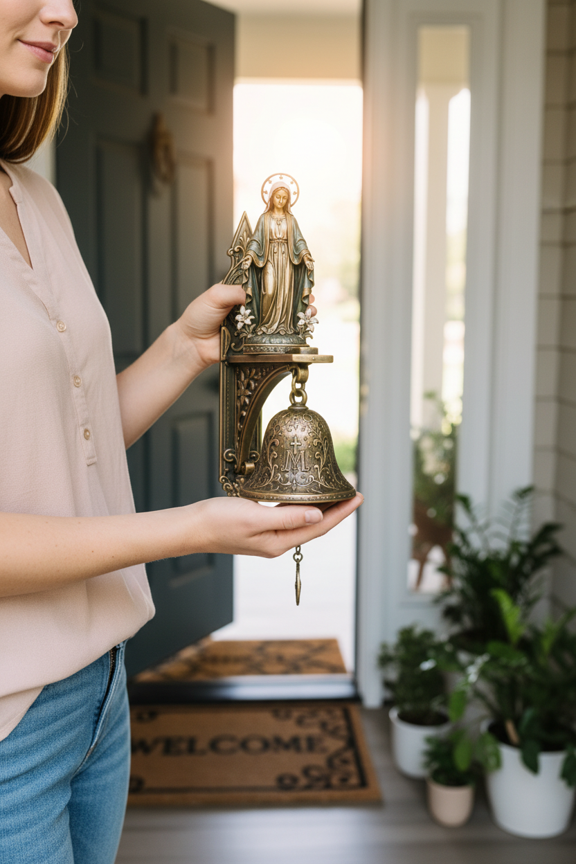 Bronze Wall Bell — Held at Front Door