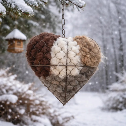 🕊️ Handmade Alpaca Fiber Bird Nesting Heart for Birds