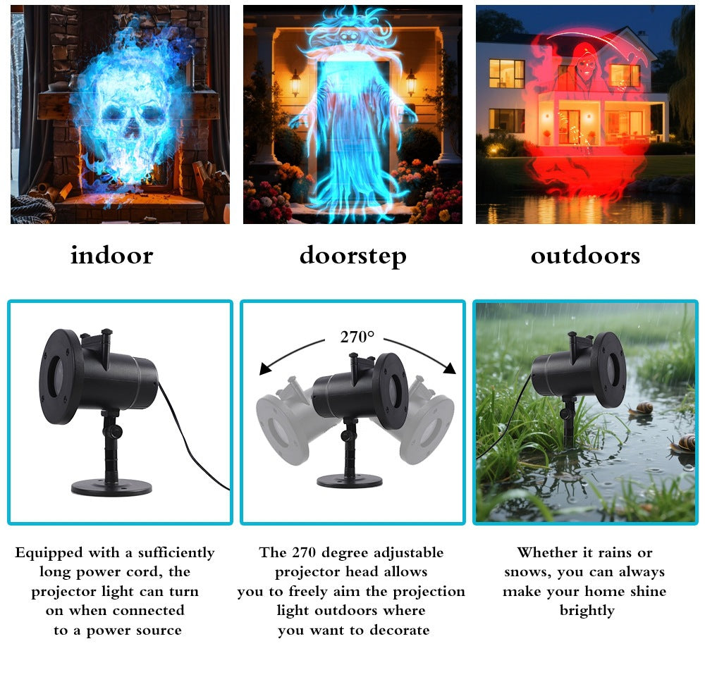 🎃🔥Halloween Skull Dynamic Light 10 Unique HD Projection Patterns
