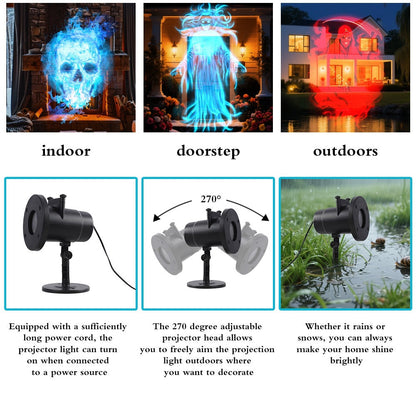 🎃🔥Halloween Skull Dynamic Light 10 Unique HD Projection Patterns