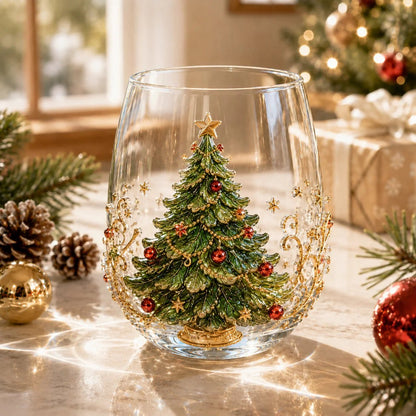 🎅Christmas Early Bird Sale🎄 Christmas Glass Art Cup | Luxury Raised Holiday Glassware for Drinks, Decor & Christmas Gifts 🎁