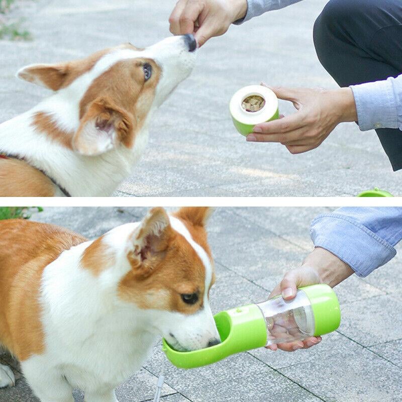 🐾 All-in-One Portable Pet Water Food Bottle for Walking & Travel